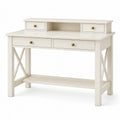 Bureau 120 x 55 x 100 cm en bois blanc avec 4 tiroirs style classique