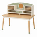 Bureau enfant 100 x 60 x 110 cm en bois beige et vert avec rangement