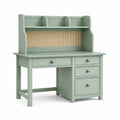 Bureau enfant 100 x 55 x 150 cm en bois vert sauge avec rangement et cannage