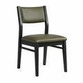 Chaise de salle à manger 45 x 52 x 82 cm bois noir et revêtement aspect cuir vert style contemporain