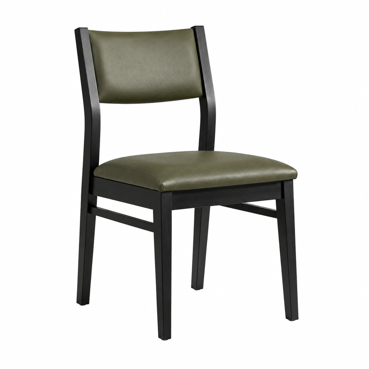 Chaise de salle à manger 45 x 52 x 82 cm bois noir et revêtement aspect cuir vert style contemporain