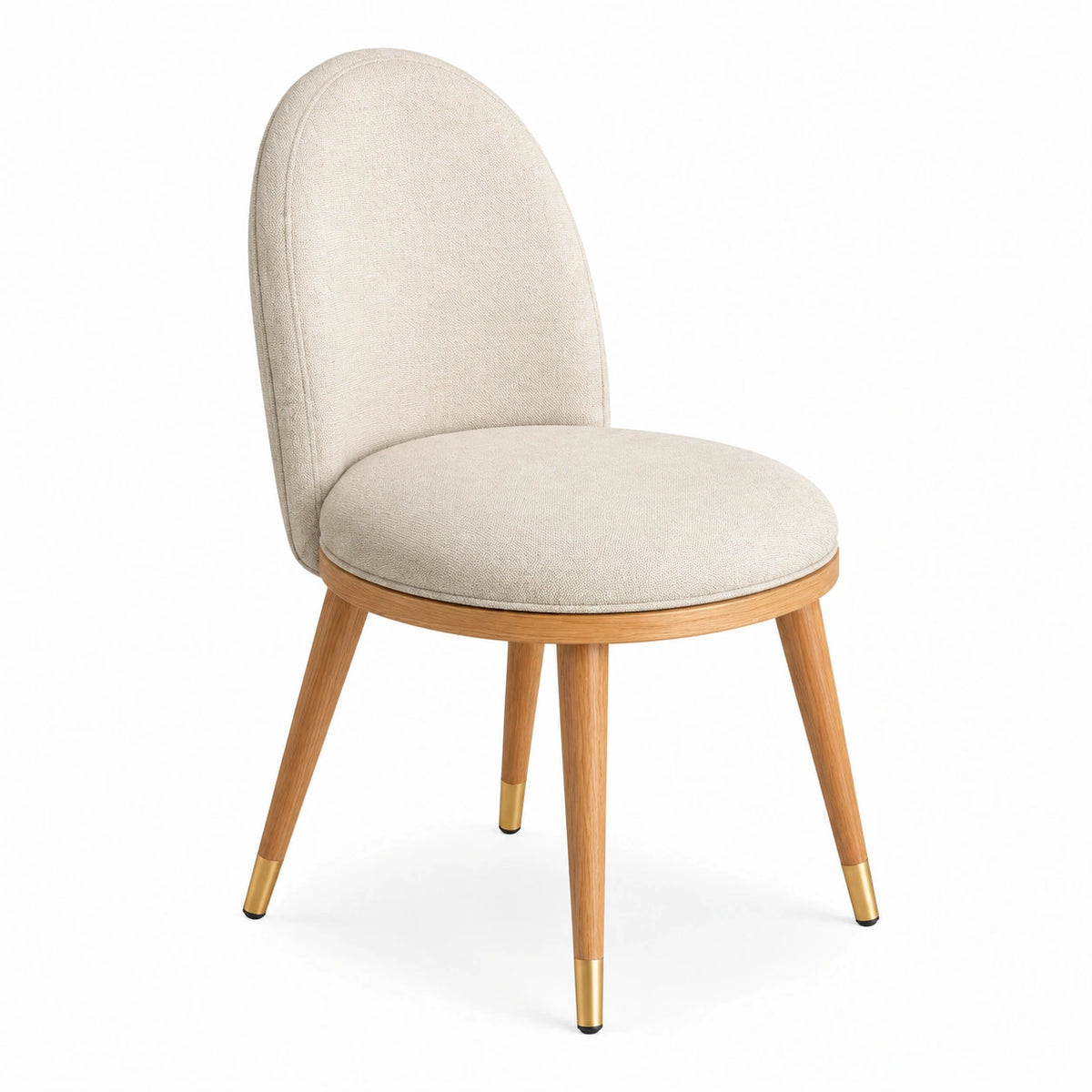 Chaise de salle à manger 56 x 62 x 88 cm en tissu beige avec pieds en bois style contemporain