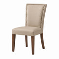 Chaise de salle à manger 48 x 61 x 101 cm beige en revêtement aspect cuir avec clous décoratifs
