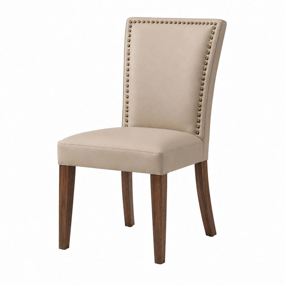 Chaise de salle à manger 48 x 61 x 101 cm beige en revêtement aspect cuir avec clous décoratifs