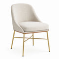 Chaise de salle à manger 61 x 64 x 85 cm en tissu bouclette écru avec piètement métal doré