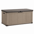 Coffre de rangement extérieur 152 x 73 x 70 cm en résine taupe anthracite avec couvercle style contemporain