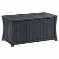 Coffre de rangement extérieur 132 x 72 x 76 cm en résine noire avec couvercle