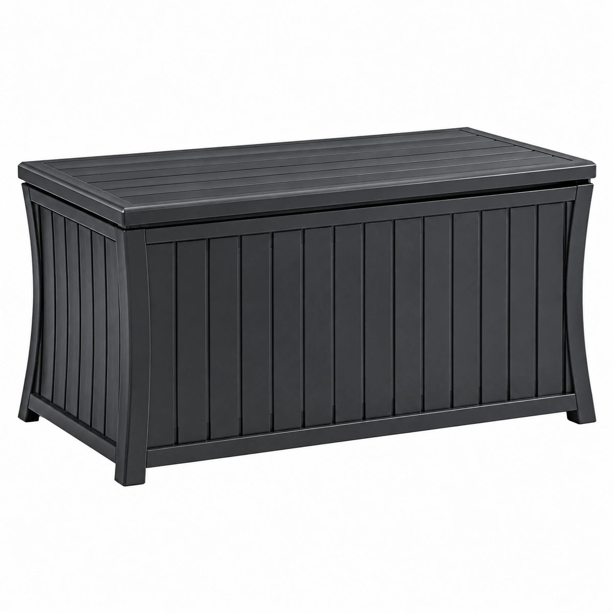 Coffre de rangement extérieur 132 x 72 x 76 cm en résine noire avec couvercle