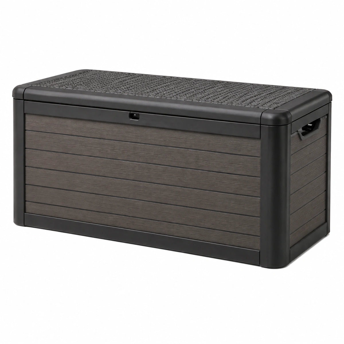 Coffre de rangement extérieur 120 x 61 x 63 cm en polypropylène anthracite avec couvercle texturé