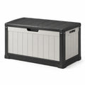 Coffre de rangement extérieur 116 x 55 x 60 cm en résine gris et noir avec couvercle