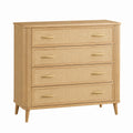 Commode 100 x 45 x 100 cm en bois beige à 4 tiroirs style naturel