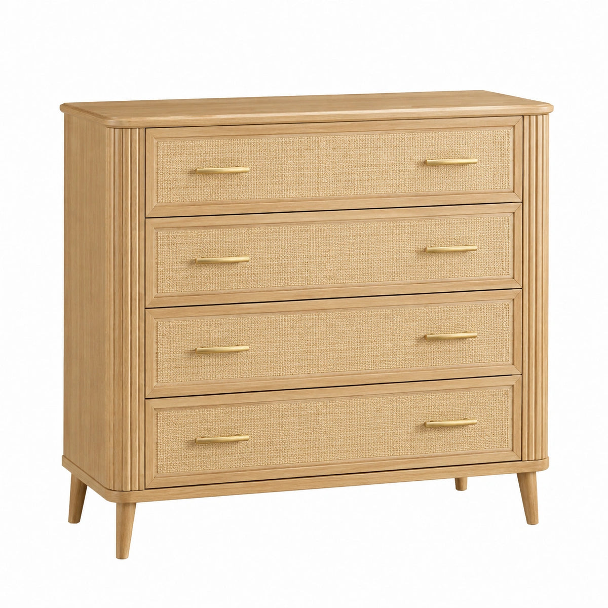 Commode 100 x 45 x 100 cm en bois beige à 4 tiroirs style naturel