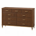 Commode 160 x 45 x 95 cm en bois marron avec 9 tiroirs style moderne