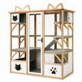 Enclos pour chat 120 x 70 x 180 cm en bois naturel et métal avec niveaux