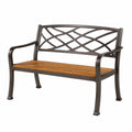 Banc de jardin 125 cm en métal brun foncé et bois style classique