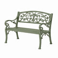 Banc de jardin 122 cm en métal vert à dossier ajouré style classique