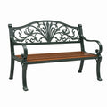 Banc de jardin 122 x 61 x 89 cm en métal et bois noir marron style classique